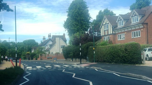 Completed zebra crossing markings, School Lane, May 2020