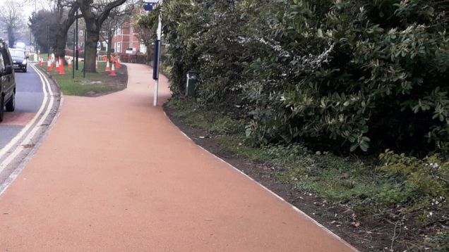 Completed pathway on Monkspath Hall Road, May 2019