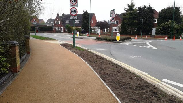 Completed junction and crossing point at Monkspath Hall Road, April 2019 1 April 2019