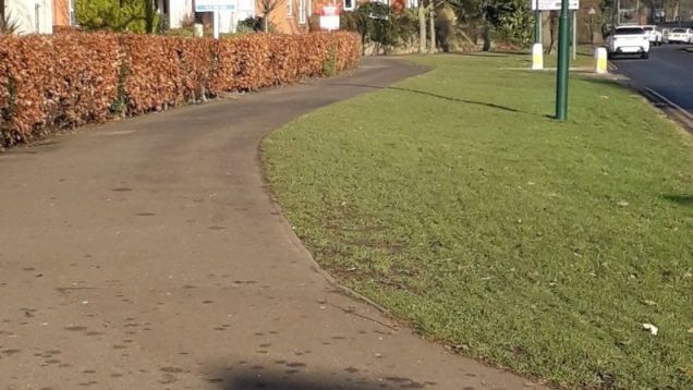 The old path along Monkspath Hall Road, February 2019