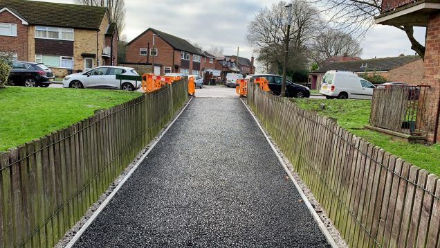 New path towards Shustoke Road, January 2020