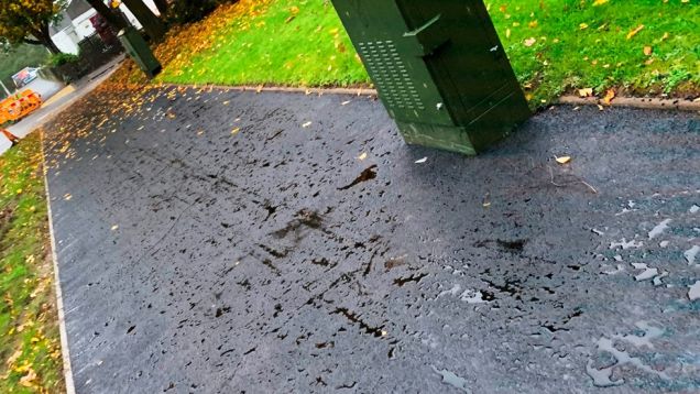 New pathway surface on Gloucester Way showing water-resistant properties, October 2019
