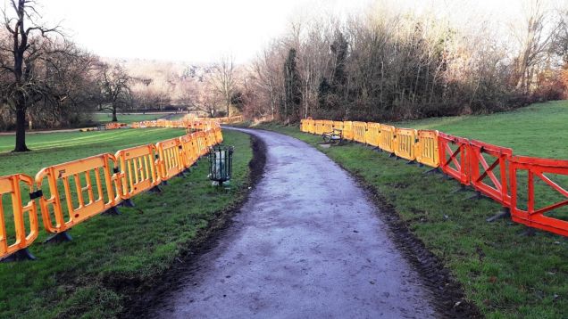 Path down from Elmdon Church being prepared for reconstruction, December 2019