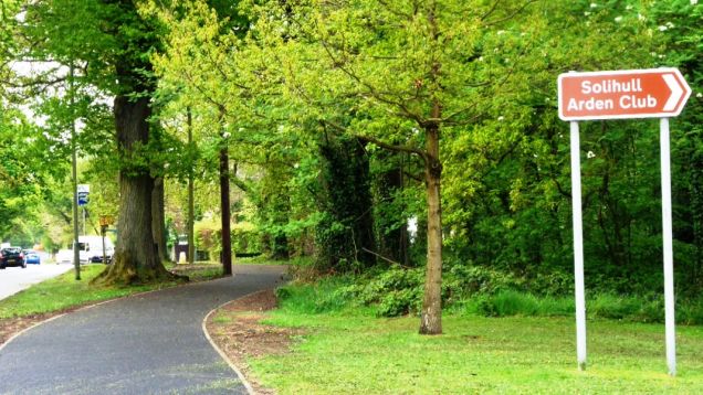Streetsbrook Road Path by established trees, April 2020